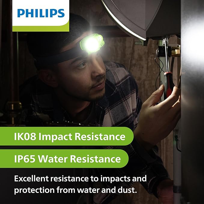 Philips Xperion 3000 LED Headlamp Work Light, 300 Lumen Professional Flashlight with Diffused Flood Light and Rotatable Spotlight for Mechanics, Running, Camping, Grilling, Outdoor Use