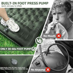 Sleeping Pad for Camping, Ultralight 4.7" Extra-Thick Inflatable Camping Mat with Pillow Built-in Foot Pump, Compact Lightweight Air Mattress for Backpacking Hiking Car travel Tent, Military Green