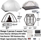 Naturehike Mongar UL Tent [2025 Upgrade] 1.5kg/3.3lb Ultralight Tents,1/2 Person Backpacking Tent,4 Modes of use, Waterproof,Hiking Tents for Camping