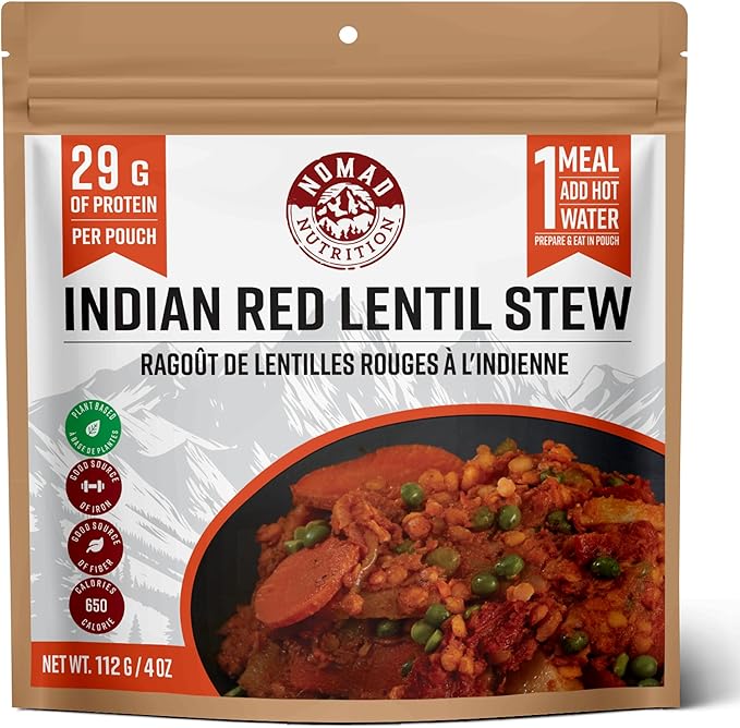 – Indian Red Lentil Stew | High Energy, All Natural Ingredients | Plant-Based & Non-GMO| Just Add Boiling Hot Water | 112g / 4oz (Pack of 1)