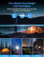 Solar Charger Power Bank, PD 20W Fast Charging External Batter, 40000mAh Portable Phone Charger Built in 4 Cables with Dual Bright Flashlights for Camping, Hiking, and Outdoor Use (Blue)