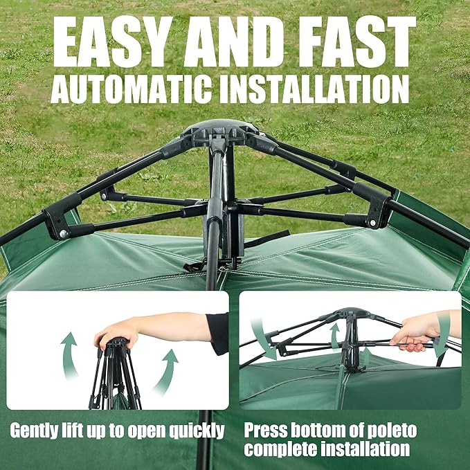 1-2 Person Instant Pop Up Tent, Quick Setup Lightweight Camping Tent for Solo or Duo, Waterproof Windproof Dome Tent for Hiking, Backpacking, Beach, Festival with Carry Bag