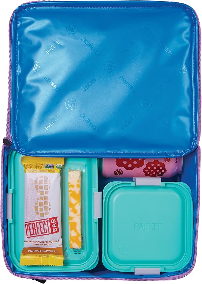PackIt Freezable Classic Lunch Box, Lavender, Built with ECOFREEZE Technology, Fully Freezable, Collapsible, Reusable, With Zip Front Pocket and Buckle Handle, Designed for Fresh Lunch On the Go