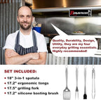 ROMANTICIST 4pc Heavy Duty Grill Accessories for Top Chef - Professional Grill Tools Set & Basic BBQ Tools for Backyard Restaurant Outdoor Kitchen - Deluxe Grill Gift for Dad on Father’s Day Birthday