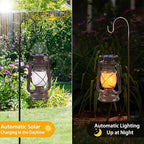 Solar Lanterns Outdoor Waterproof,2 Pack Bronze Vintage Lanterns with Dancing Flame Led Hanging Lights Decor,Lamps for Porch Garden Yard Pathway Camping