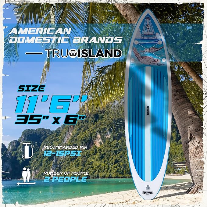 TRUISLAND Inflatable Paddle Board, Stand Up Paddle Board with Backpack, Non-Slip Thickened Deckpad, Waterproof Phone Case, Leash, Paddle, Hand Pump
