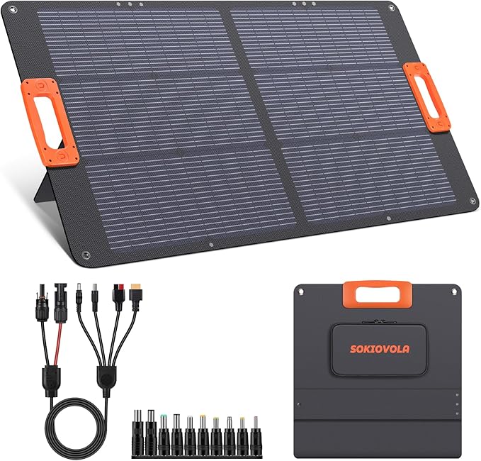 N-Type 16BB 100W Portable Solar Panel for EF/Jackery/Bluetti/Anker Power Station,ETFE Foldable Solar Panel Charger 25% High Efficiency USB-A & QC3.0 Output IP68 for Blackout Camping RV