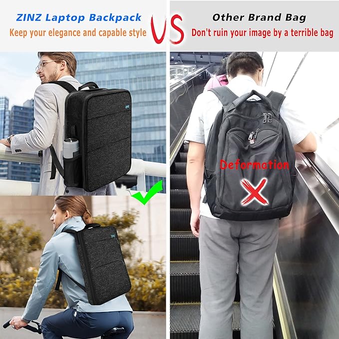 ZINZ Slim & Expandable Laptop Backpack 15 15.6 16 Inch Case, Water Resistant Travel Backpack Compatible with MacBook Pro/Neo 16" 15", Dell XPS 15 16 and Most 15" 15.6" 16" Notebooks，B04K01