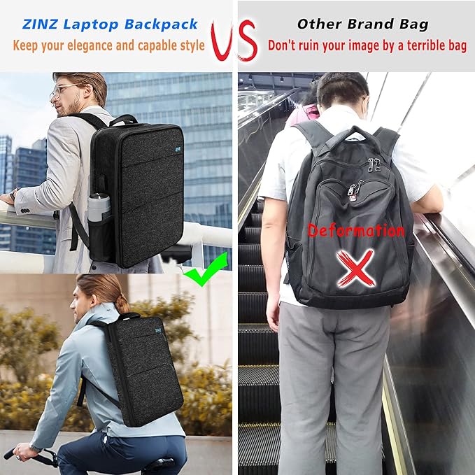 ZINZ Slim & Expandable Laptop Backpack Water Resistant Backpack Travel Backpack Compatible with MacBook Air/Pro/Neo 13-14 inch, XPS 13/14, Surface 13.5" and Most 13-14 Notebooks，B01K01