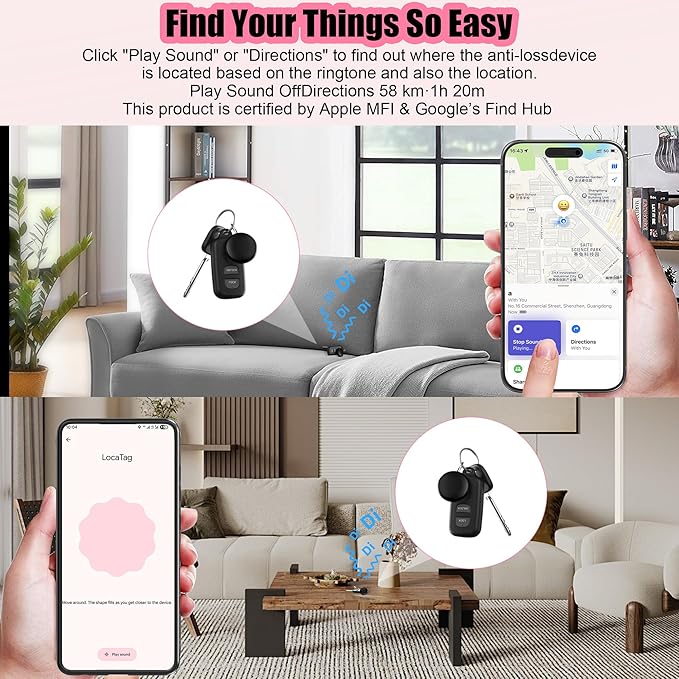 Tracker Smart Tags Android & iOS-1 Packs,Dual System Bluetooth Air Luggag Tracker Keys Finder/Item Locator Work with Apple Find My (iOS)&Google's Find Hub(Android) for Key,Backpack,Luggage Black