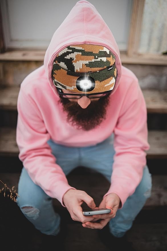 ATNKE LED Lighted Beanie Hat,USB Rechargeable 4 LED Running Headlamp Bright Cap with The Light Gifts for Men and Women