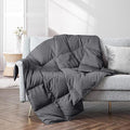 puredown® Upgraded Feather Down Throw Blanket – 12oz Enhanced Filling for Better Warmth & Comfort, Lightweight & Packable, 50" x 70", Gray