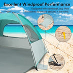 WhiteFang Beach Tent Anti-UV Portable Sun Shade Shelter for 3/4/6/8 Person, Extendable Floor with 3 Ventilating Mesh Windows Plus Carrying Bag, Stakes and Guy Lines