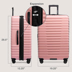 U.S. Traveler Boren Expandable Hardside Rugged Travel Luggage with 8 Spinner Wheels, Rose Pink, 2-Piece Set