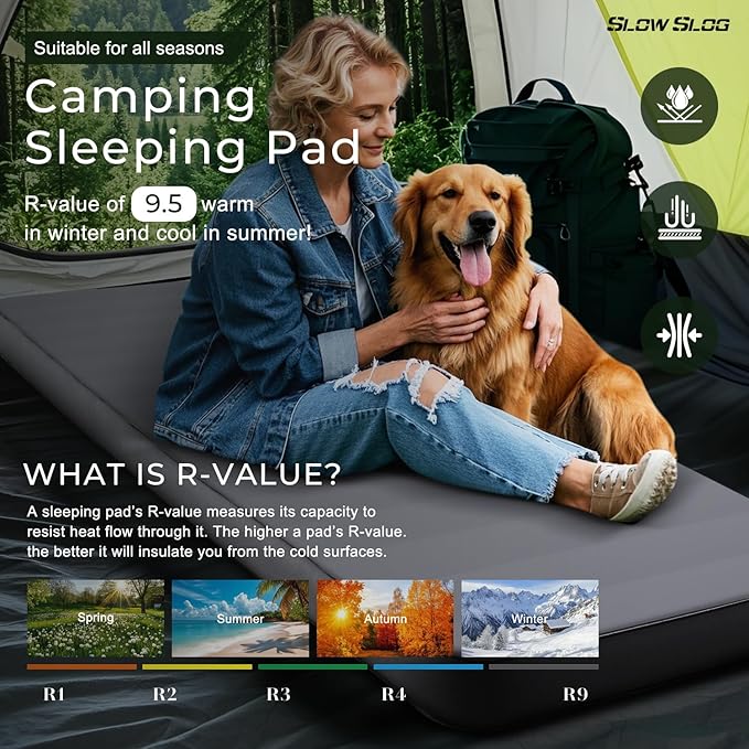 Self-Inflating Sleeping Pad with Portable Electric Air Pump, 4in Thick Memory Foam Camping Mattress for Tent Cot & Car Travel, Fast Inflate & Deflate Camping Pad