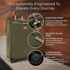 Briggs & Riley 29" Large Expandable Spinner - Checked Luggage for Travel, Suitcases with Wheels, Softside Rolling Bag for Men & Women, Self-Repairing Zipper - Baseline Collection, Olive