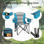 Northroad 2 Pack Oversized Camping Chair, Padded Portable Chairs Heavy Duty Camping Folding Chairs w/Cooler Bag & Cup Holder, Support 400 LBS for Outdoor, Fishing & Garden (Orange & Blue)