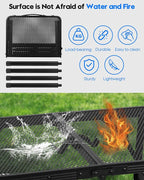 MSDADA Folding Grill Table, Height Adjustable Aluminum Table with Mesh Desktop and Mesh Bag, Portable Grill Table for Outdoor Camping, Picnic, Patio, Dining, BBQ, Party, Black, 23.6×15.7 inch