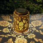 Hanging Solar Lanterns for Outside Sunflower and Butterfly Decorative Lights Warm Glow with Metal Finish Garden Lanterns Waterproof Gifts for Women Patio Décor