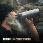 GRAYL GeoPress Titanium 24 oz Water Purifier Bottle - Filter for Hiking, Camping, Survival, Travel (Covert Black)