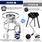 ARC Burner, 16” Stainless Steel Single Burner Propane Stove with Rust-proof Hose & Adjustable Regulator, Camping Stove Great for Outdoor Cooking Turkey Fryer, Crawfish Cooking