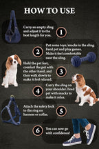 Noah & Paw Dog Sling Carrier for Small Dogs 5-18lb, Dog Sling for Small Dogs and Cats, Dog Carrier with Adjustable Padded Strap, Premium Denim, Lined with Fur, Double Safety Feature, Machine Washable