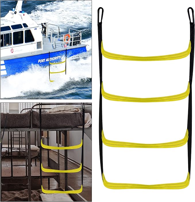 4 Steps Boat Ladder Marine Rope Ladder for Inflatable Boat Yacht Kayak Canoeing Motorboat