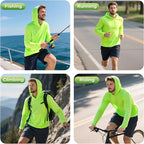 ProtectX High Visibility Sun Protection Lightweight Long Sleeve Hoodie, UPF 50+ Quick-Dry, SPF UV Shirt, Active Wear