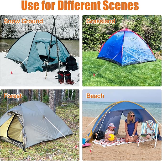 Eurmax USA Hiking Camping Tent Stakes and Hammer Set Lightweight Multi-Function Tent Hammer with Tent Stake Remover,Tent Pegs for Camping, Hiking, Backpacking, Gardening(Red Stakes)