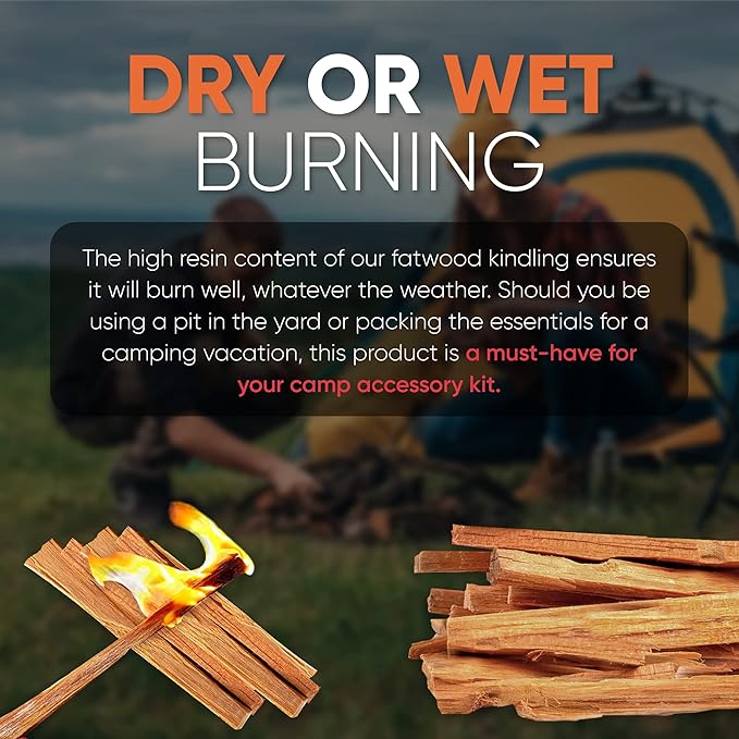 Fatwood Fire Starter Sticks 10 lb – 100% Natural, Resin-Rich Kindling for Fireplace, Wood Stove, Fire Pit & Campfire – Quick-Ignite Pine Wood Starter Logs – Clean Burn, Indoor/Outdoor – Easy Lighting