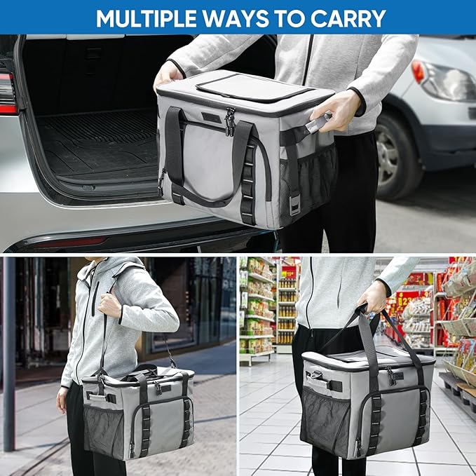 BALEINE Extra Large Soft Cooler Bag, Portable Leakproof Cooler, 40/60 Cans Volume for Beach, Camping, Kayaking, Travel, and Road Trips