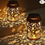 2 Pack Solar Lanterns Outdoor Waterproof, Frog Garden Decor Gifts for Women Mom Grandma Hanging Solar Lights Metal Solar Decoration Outside for Yard, Patio, Lawn, Pathway