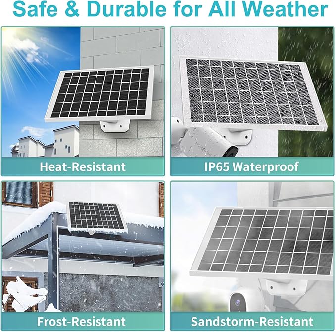2 Pack 5V 7W Solar Panel Charger for Bird Feeder, Wyze Cam Outdoor v1 Cam Outdoor v2、Wyze Battery Cams Pro,Arlo,Simplisafe,Eufy Security Camera Micro USB & USB Type C Cable 5V 7W & More