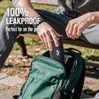 Coolflask Water Bottle 32 oz Fits Car Cup Holder, Slim Tumbler Stainless Steel with Straw & Handle, Vacuum Flask Leakproof Wide Mouth for Travel Sports Gym, Black