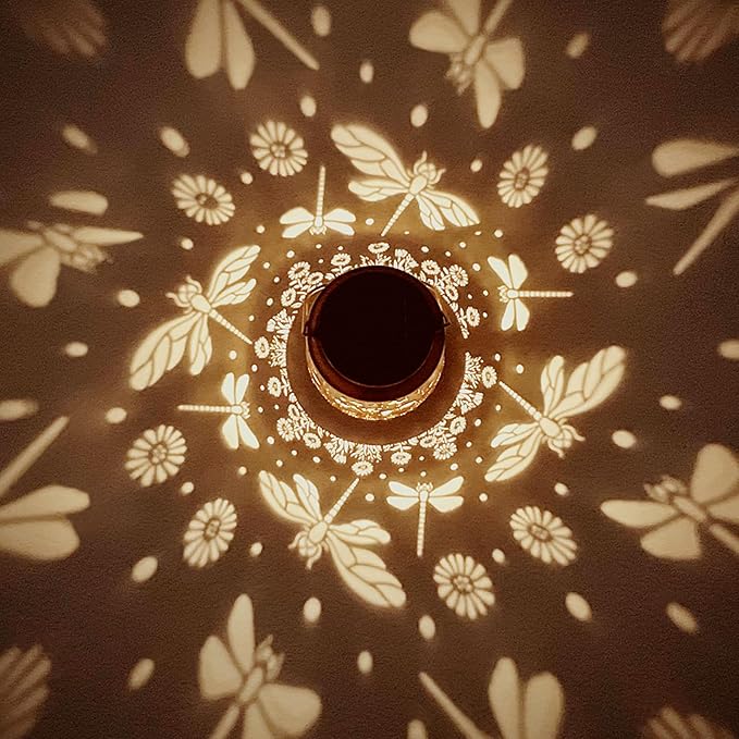 Solar Lanterns Outdoor Waterproof Dragonfly Garden Decor Gifts for Women Mom Grandma Hanging Solar Lights Metal Solar Decoration Outside for Yard,Patio,Backyard,Porch