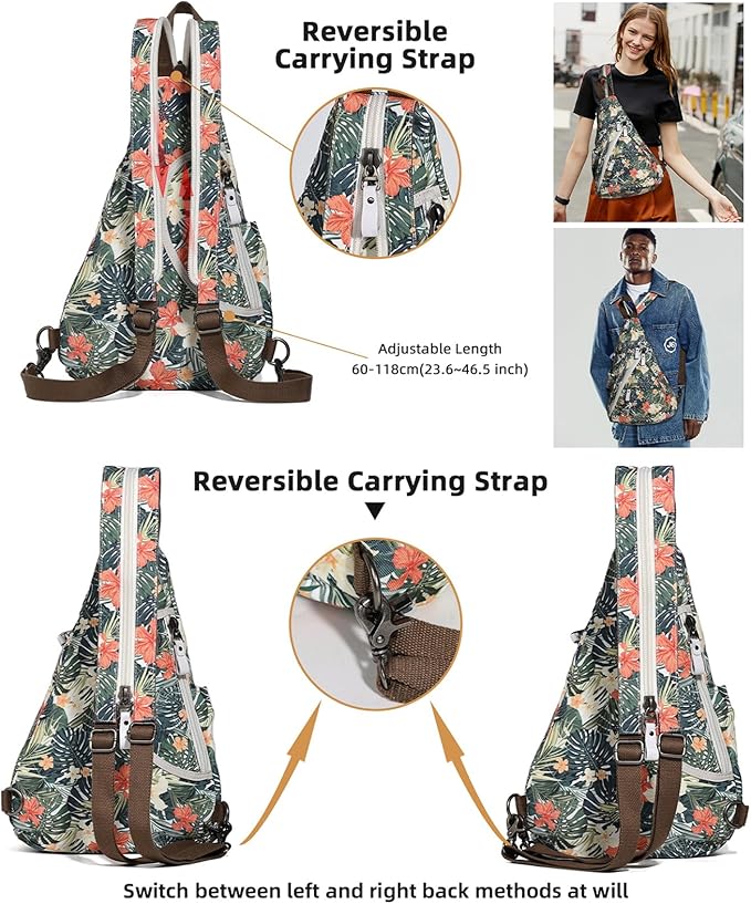 KL928 Canvas Sling Bag - Small Crossbody Backpack Shoulder Casual Daypack Rucksack for Men Women