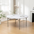 BTEXPERT Set of 2, White 5 Ft 60inch Round Plastic Folding Table Commercial Portable for Banquet Dining Wedding Party Events Home Kitchen Patio Backyard Indoor Outdoor