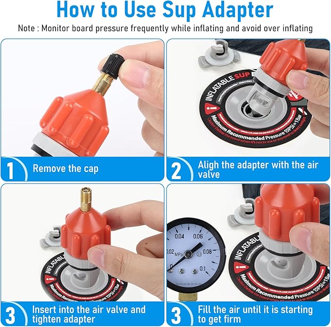 2pcs Stand Up Paddle Board Pump Adapter,Sturdy SUP Air Adapter,Strong Sealing Air Valve for Inflatable Kayak Stand Up Paddle Board