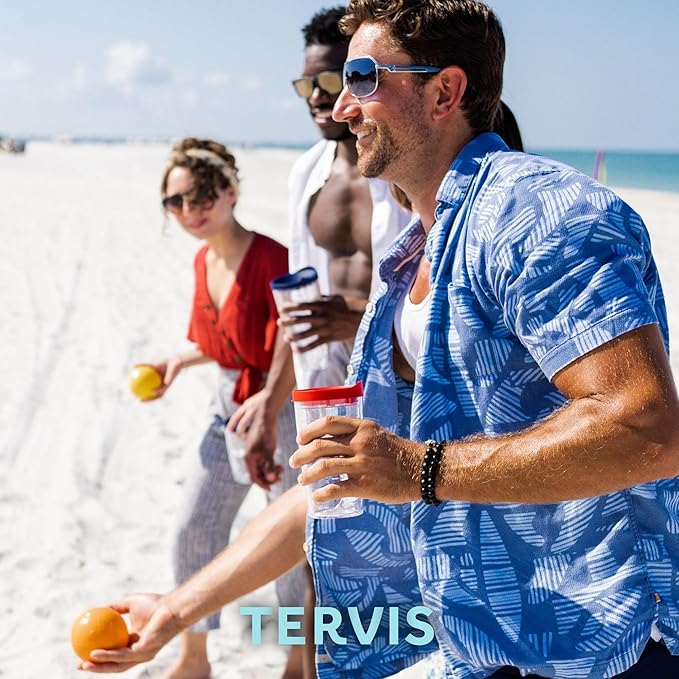 Tervis Clear & Colorful Tabletop Made in USA Double Walled Insulated Tumbler Travel Cup Keeps Drinks Cold & Hot, 16oz, Blue Moon