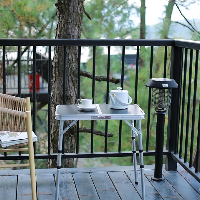 Folding Camping Table, Adjustable Height Folding Table, Portable Aluminum Small Folding Table with Carry Handle for Picnic, BBQ, Indoor, Office