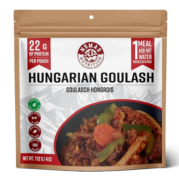 Nomad Nutrition Hungarian Goulash | Instant Freeze Dried Backpacking & Camping Food | Plant-Based, Non-GMO Hiking Meals with High-Energy, Vegan, Gluten-Free | 112g - 1 Pack