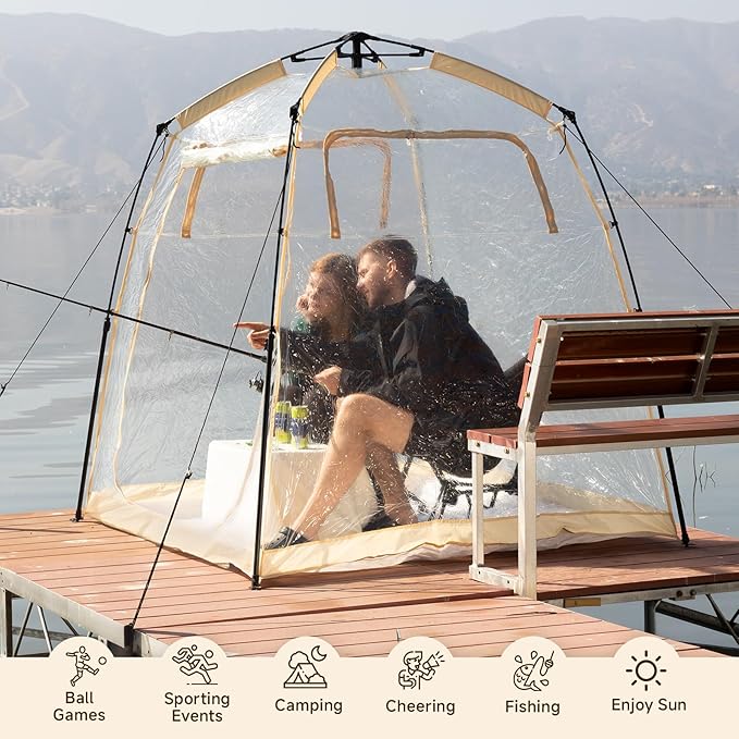 All Weather Proof Pod Sports Pod,540°View Weather Tent,1-4 Person Instant Tent with Sealed Floor,Outdoor Screen House with Carrying Bag,Screen Room for Sport Event,Camping,Fishing