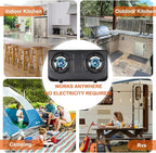 Propane Stove 2 Burner Gas Stove Top, 27200 BTU High-Efficiency LPG Metal Cooktop With Auto Ignition, CSA Regulator and Hose, Perfect for Outdoor Kitchen, Camping, RV & Emergency Cooking