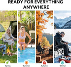 XL Heavy Duty Camping Chair 396lb Capacity (525lb Max) – Waterproof 1680D Oxford Fabric, 2" Padded Seat & Back, Cup Holder, Cooler Pocket, Portable for Camping, Beach & Tailgating (Slate/Black)