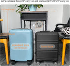 Kono 20'' Carry on Luggage Lightweight with Spinner Wheel TSA Lock Hardside Luggage Durable Small Carry on Suitcase Black