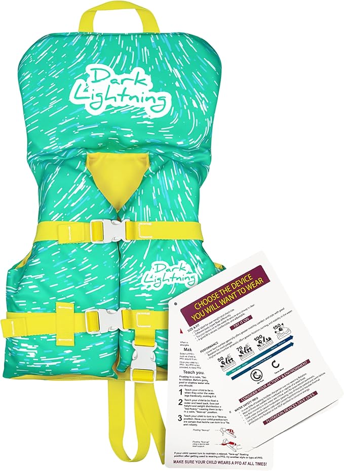 Dark Lightning USCG Approved Infant Life Jacket 0-30 lbs, Swim Vest for Baby/Toddlers 1-3 Year Old 20-30 lbs,Toddler Floaties for Pool Swimming,Boating,Beach,Puddle