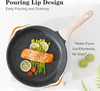 Nonstick Frying Pan Set with Lids, 3 Piece Skillet Set, Healthy Induction Cookware Cooking Pan, Stay-Cool Handle, Compatible with All Stovetops, PFOA Free (9.5, 11, 12.5 Inch)