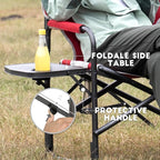 TIMBER RIDGE Aluminum Oversized Camping Chair, Lightweight Portable Directors Chair with Side Table Detachable Side Pocket for Outdoor Camping, Lawn, Picnic, Support 400lbs Red 2 Pack