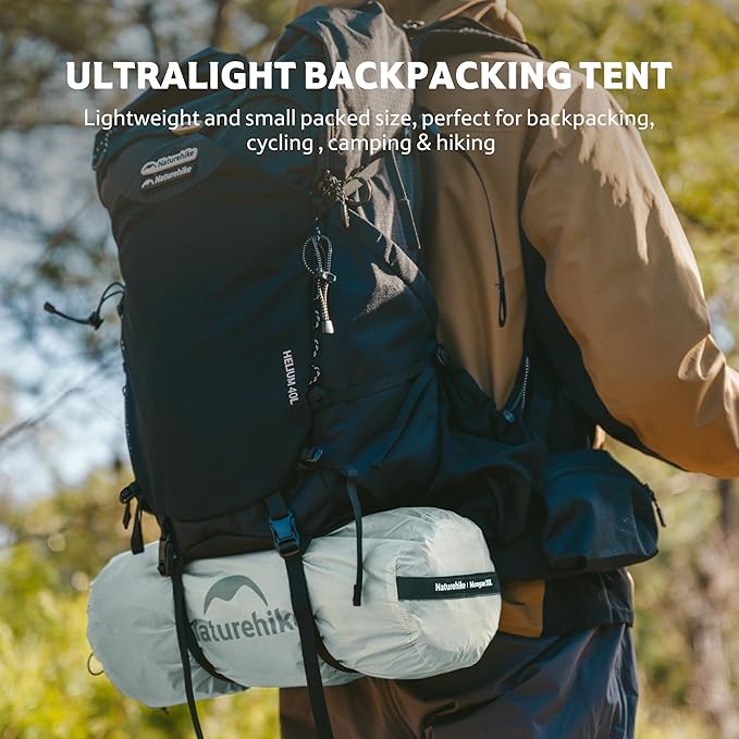 Naturehike Mongar UL 1-2 Person Backpacking Tent,15D Nylon Waterproof Ultralight One Person Two Person Tent with Footprint