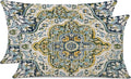 Outdoor Waterproof Pillow Covers 12X20 Set of 2 Bohemian Vintage Carpet Pattern Pillow Covers Green Blue Ethnic Design Decorative Farmhouse Cushion Case for Couch Garden